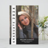 白黒モダン卒業招待状 招待状 (スタンド正面)