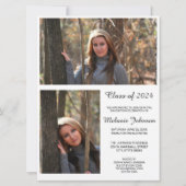 白黒モダン卒業招待状 招待状 (裏面)