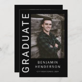 白黒モダン卒業発表 案内状 (正面/裏面)