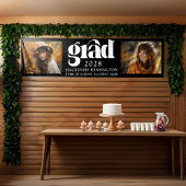 白黒モダン卒業2写真長 横断幕