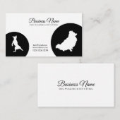 白黒モダン可愛いシルエットドッグ歩く 名刺 (正面/裏面)