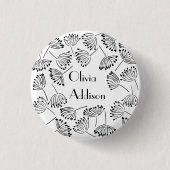 白黒モダン名フラワーダンデリカスタマイズオン 缶バッジ (正面)