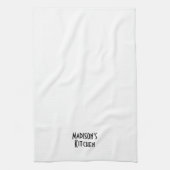 白黒モダン名前をカスタムするモノグラムシック キッチンタオル (縦)