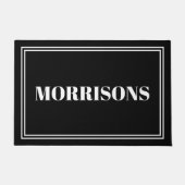 白黒モダン名前をカスタムする二重縁ど ドアマット (正面)