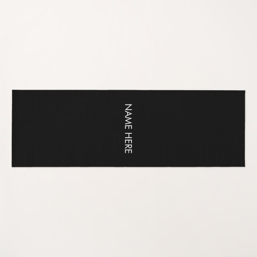 白黒モダン名前をカスタムする文字モノグラム ヨガマット (正面(横))