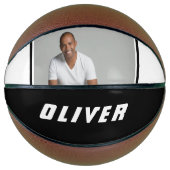 白黒モダン名前をカスタムする文字写真 バスケットボール (正面)