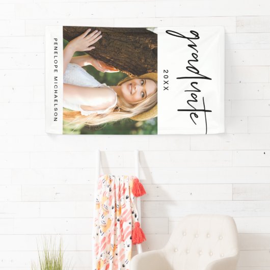 白黒モダン大学院の脚本写真 横断幕 (インサイチュ)