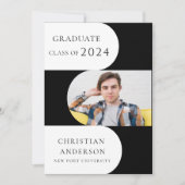 白黒モダン大学院パーティー 招待状 (正面)