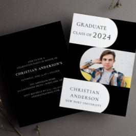 白黒モダン大学院パーティー 招待状