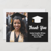 白黒モダン大学院写真卒業 サンキューカード (正面)