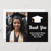 白黒モダン大学院写真卒業 サンキューカード (正面/裏面)