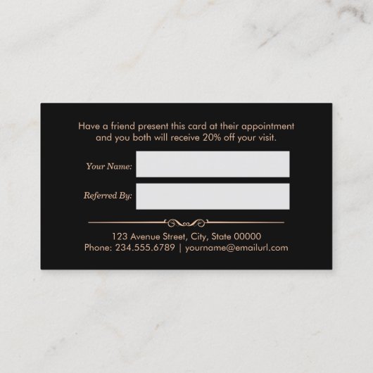 白黒モダン大理石が友人の紹介を参照 紹介カード (裏面)