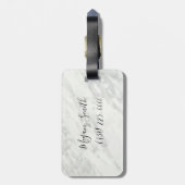 白黒モダン大理石モノグラムのカスタム ラゲッジタグ (裏面縦)