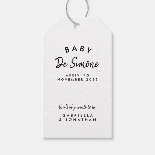 白黒モダン妊娠の発表 ギフトタグ (正面)
