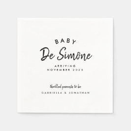 白黒モダン妊娠の発表 スタンダードカクテルナプキン