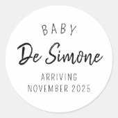 白黒モダン妊娠の発表 ラウンドシール (正面)