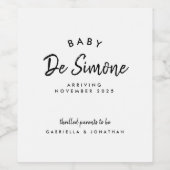 白黒モダン妊娠の発表 ワインラベル (シングルラベル)