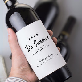 白黒モダン妊娠の発表 ワインラベル