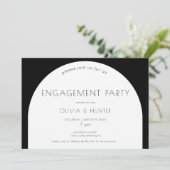 白黒モダン婚約パーティ招待状 招待状 (スタンド正面)