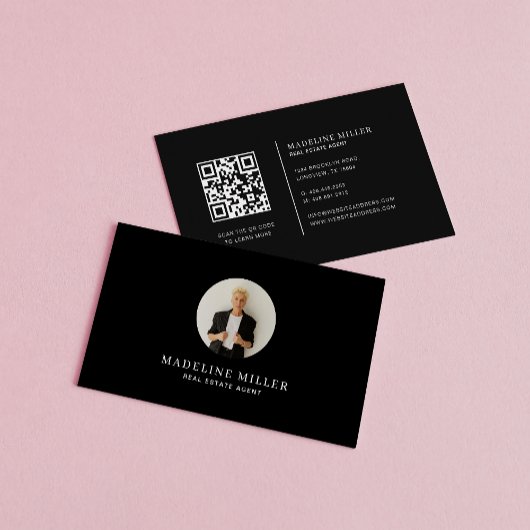 白黒モダン実在プロフェッショナル写真 名刺