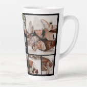 白黒モダン家族フォトコラージュ記念 カフェラテマグ (右)