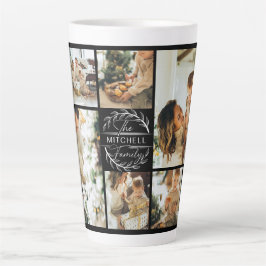 白黒モダン家族フォトコラージュ記念 カフェラテマグ