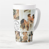 白黒モダン家族フォトコラージュ記念 カフェラテマグ (右アングル)
