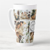 白黒モダン家族フォトコラージュ記念 カフェラテマグ (左アングル)