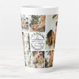 白黒モダン家族フォトコラージュ記念 カフェラテマグ