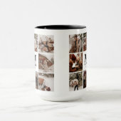 白黒モダン家族フォトコラージュ記念 マグカップ (中央)