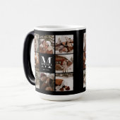 白黒モダン家族フォトコラージュ記念 モーフィングマグカップ (正面左)