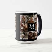白黒モダン家族フォトコラージュ記念 モーフィングマグカップ (正面右)