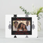 白黒モダン家族写真クリスマスカード シーズンカード (スタンド正面)