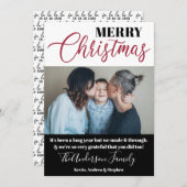 白黒モダン家族写真クリスマス2020 シーズンカード (正面/裏面)