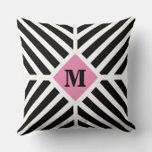 白黒モダン対角モノグラストライプム クッション (裏面)