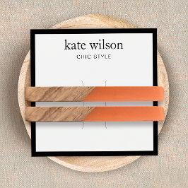 白黒モダン小ヘアクリップ表示カード