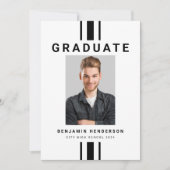 白黒モダン少年の卒業 案内状 (正面)