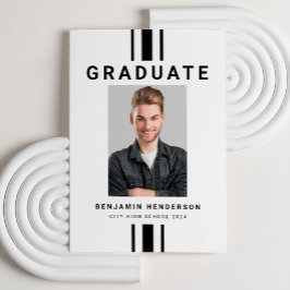 白黒モダン少年の卒業 案内状