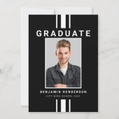 白黒モダン少年の卒業 案内状 (正面)