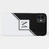 白黒モダン幾何学モノグラム Case-Mate iPhoneケース (裏面(横))