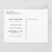 白黒モダン式の日付を保存 案内ポストカード (裏面)