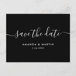 白黒モダン式の日付を保存 案内ポストカード