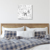 白黒モダン引き猫たち キャンバスプリント (インサイチュ (寝室))