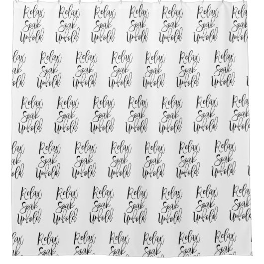 白黒モダン引用文シャワーカーテン シャワーカーテン (正面)