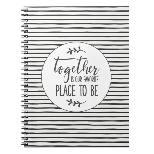 白黒モダン引用文ノートストライプ ノートブック (正面)