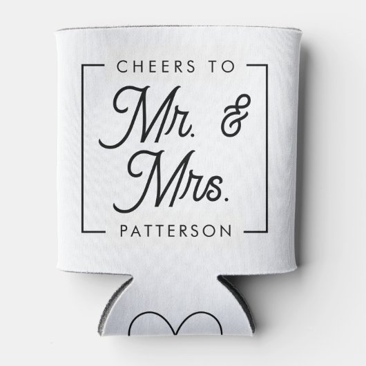 白黒モダン応援結婚式の引き出物 缶クーラー (正面)