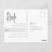 白黒モダン手書きウェディングRSVP ポストカード (裏面)