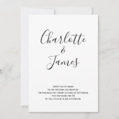 白黒モダン手書き結婚の 招待状 (正面)