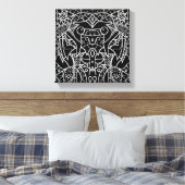 白黒モダン抽象芸術の部族チョーク線 キャンバスプリント (インサイチュ (寝室))