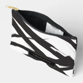 白黒モダン抽象芸術アートライン名前をカスタムする アクセサリーポーチ (見開き)